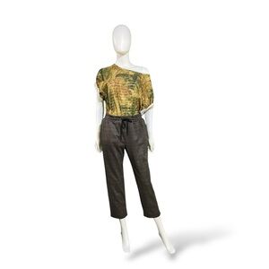 A New Day Brown Plaid Drawstring Pants, S